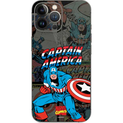 Marvel Classic Comics Captain America Vintage iPhone 14 Pro Max Skin
