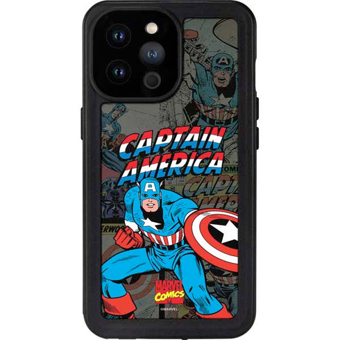 Marvel Classic Comics Captain America Vintage iPhone 14 Pro Max Waterproof Case