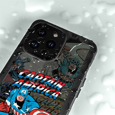 Marvel Classic Comics Captain America Vintage iPhone 14 Pro Max Waterproof Case