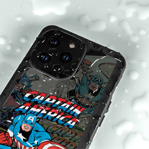 Marvel Classic Comics Captain America Vintage iPhone 14 Pro Waterproof Case