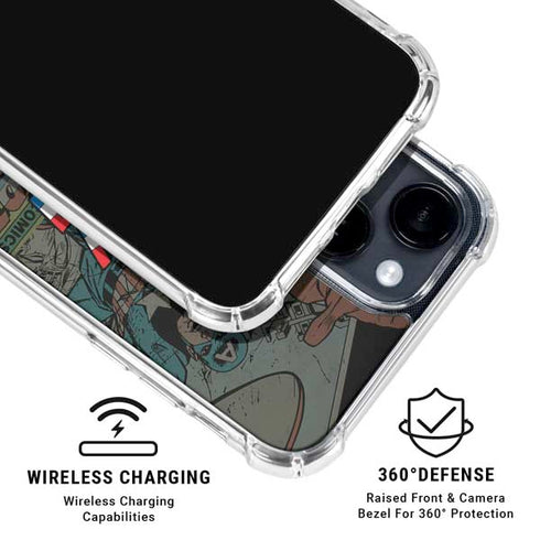 Marvel Classic Comics Captain America Vintage iPhone 15 Clear Case