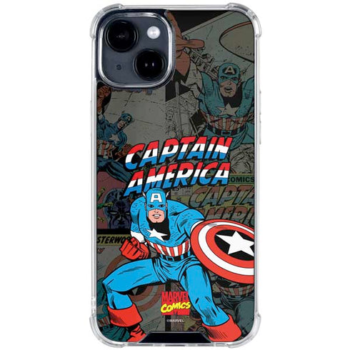 Marvel Classic Comics Captain America Vintage iPhone 15 Plus Clear Case