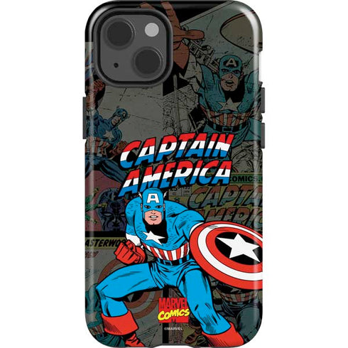 Marvel Classic Comics Captain America Vintage iPhone 15 Plus Impact Case