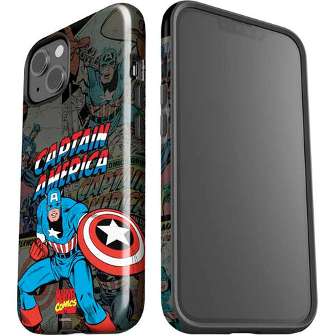 Marvel Classic Comics Captain America Vintage iPhone 15 Plus Impact Case
