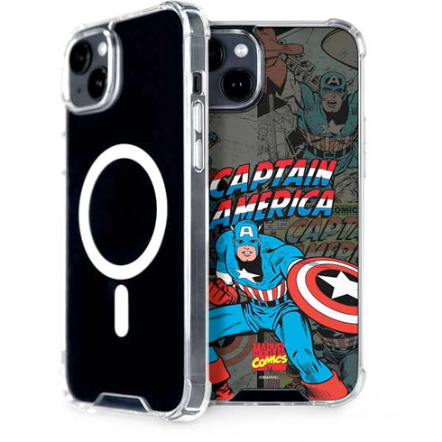 Marvel Classic Comics Captain America Vintage iPhone 15 Plus MagSafe Case