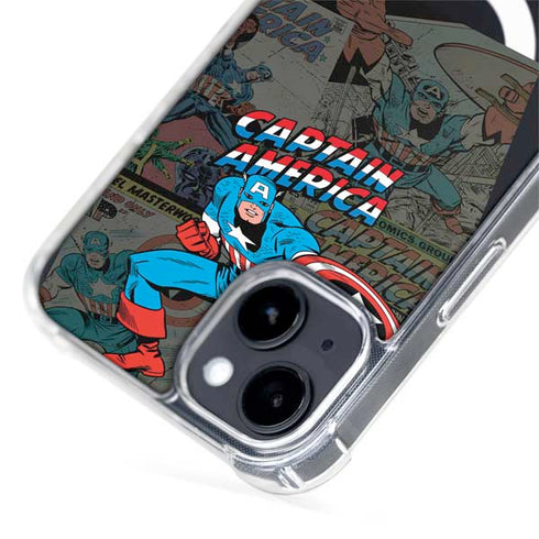 Marvel Classic Comics Captain America Vintage iPhone 15 Plus MagSafe Case
