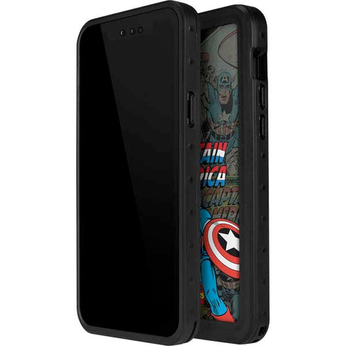 Marvel Classic Comics Captain America Vintage iPhone 15 Plus Waterproof Case