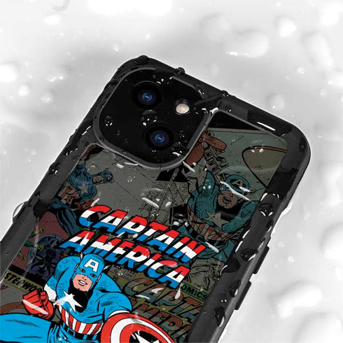 Marvel Classic Comics Captain America Vintage iPhone 15 Plus Waterproof Case