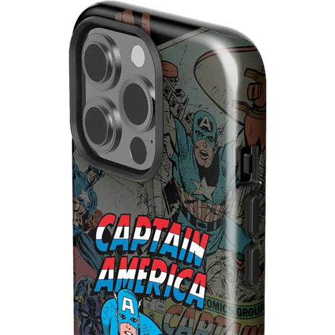 Marvel Classic Comics Captain America Vintage iPhone 15 Pro Impact Case