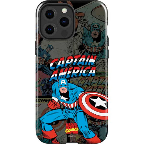Marvel Classic Comics Captain America Vintage iPhone 15 Pro Max Impact Case