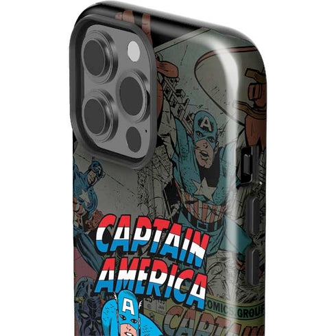 Marvel Classic Comics Captain America Vintage iPhone 15 Pro Max Impact Case