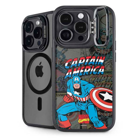 Marvel Classic Comics Captain America Vintage iPhone 15 Pro Max Kickstand Case