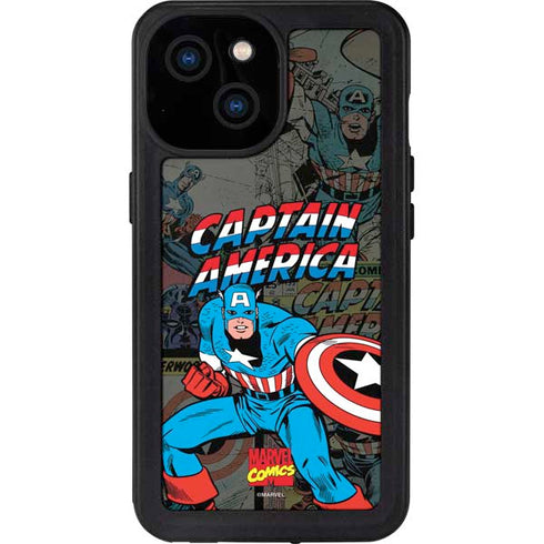 Marvel Classic Comics Captain America Vintage iPhone 15 Waterproof Case