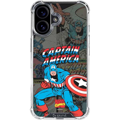 Marvel Classic Comics Captain America Vintage iPhone 16 Clear Case