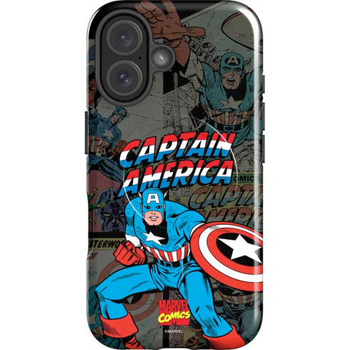 Marvel Classic Comics Captain America Vintage iPhone 16 Magsafe Impact Case