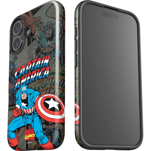 Marvel Classic Comics Captain America Vintage iPhone 16 Plus Impact Case