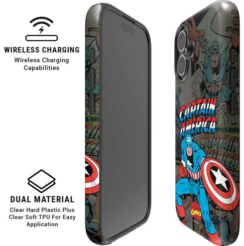 Marvel Classic Comics Captain America Vintage iPhone 16 Plus Magsafe Impact Case