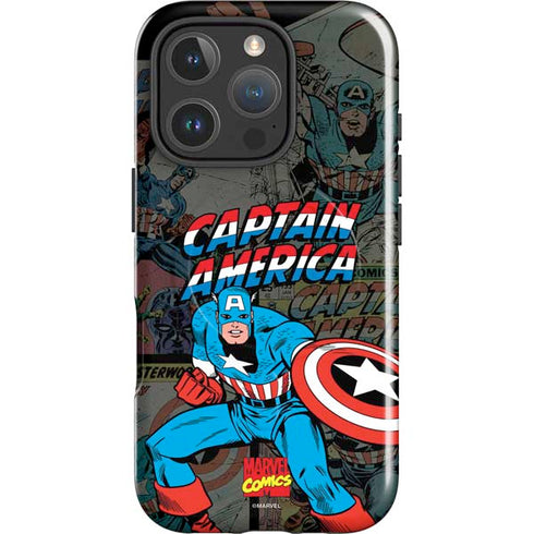 Marvel Classic Comics Captain America Vintage iPhone 16 Pro Magsafe Impact Case