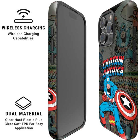 Marvel Classic Comics Captain America Vintage iPhone 16 Pro Magsafe Impact Case
