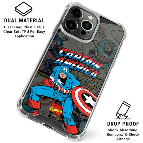 Marvel Classic Comics Captain America Vintage iPhone 16 Pro Max Clear Case