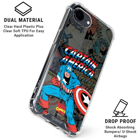 Marvel Classic Comics Captain America Vintage iPhone 16e Clear Case