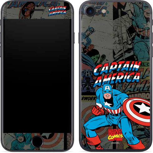Marvel Classic Comics Captain America Vintage iPhone 8 Skin