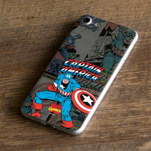 Marvel Classic Comics Captain America Vintage iPhone 8 Skin