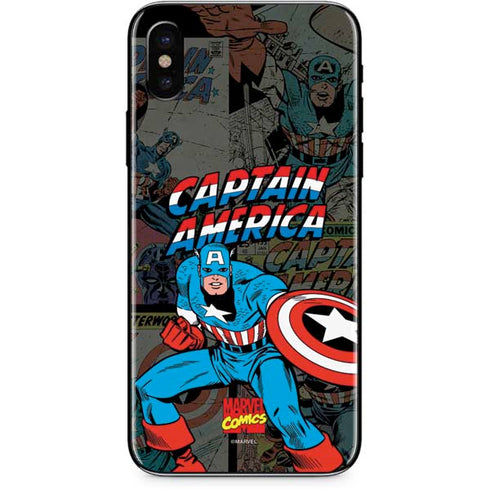 Marvel Classic Comics Captain America Vintage iPhone X Skin