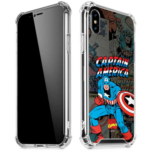 Marvel Classic Comics Captain America Vintage iPhone XS Max Clear Case