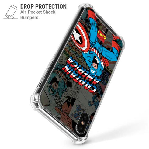 Marvel Classic Comics Captain America Vintage iPhone XS Max Clear Case