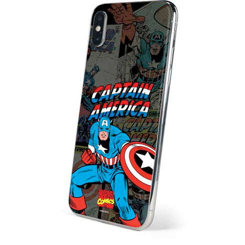Marvel Classic Comics Captain America Vintage iPhone XS Skin