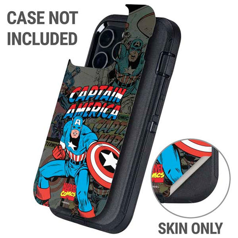 Marvel Classic Comics Captain America Vintage Otterbox Defender iPhone Skin