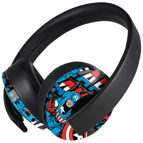 Marvel Classic Comics Captain America Vintage PlayStation 4 Gold Wireless Headset Skin