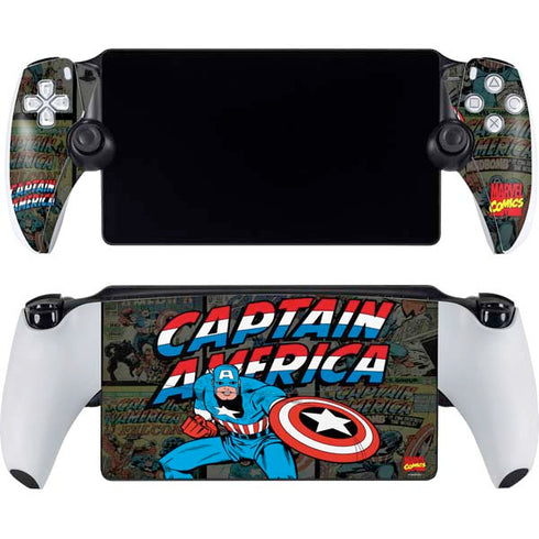 Marvel Classic Comics Captain America Vintage PlayStation Portal Remote Player Skin