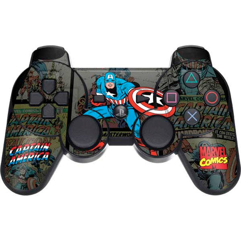 Marvel Classic Comics Captain America Vintage PS3 Dual Shock wireless controller Skin