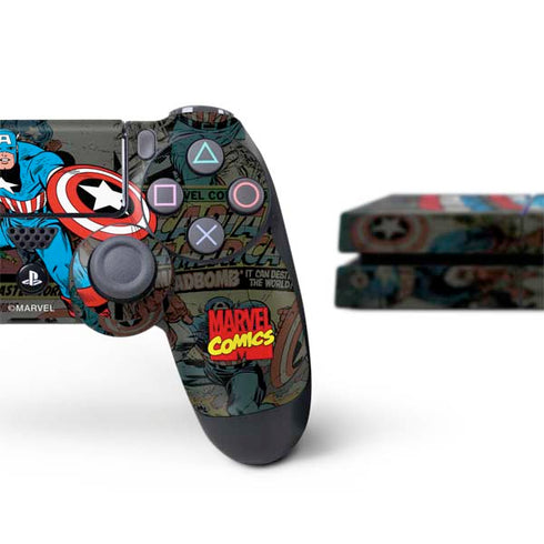 Marvel Classic Comics Captain America Vintage PS4 Console and Controller Bundle Skin