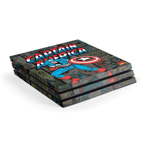 Marvel Classic Comics Captain America Vintage PS4 Pro Console Skin