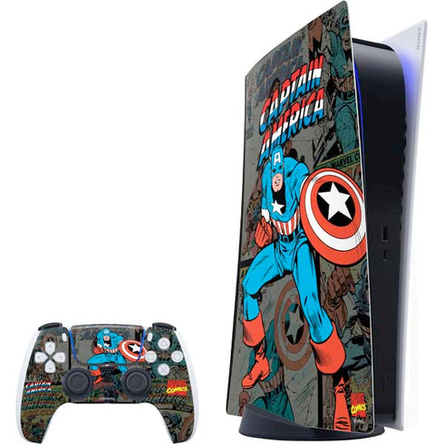 Marvel Classic Comics Captain America Vintage PS5 Bundle Skin