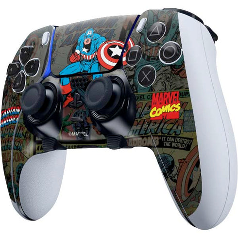 Marvel Classic Comics Captain America Vintage PS5 DualSense Edge Pro Controller Skin