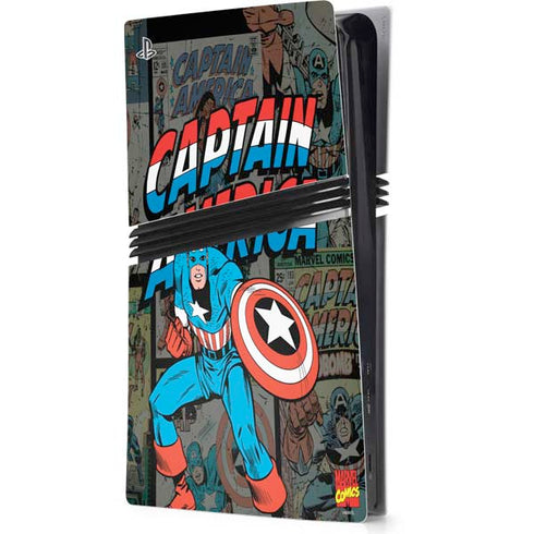Marvel Classic Comics Captain America Vintage PS5 Pro Console Skin