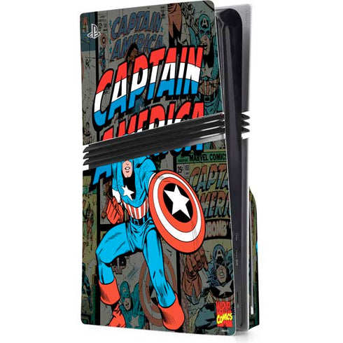 Marvel Classic Comics Captain America Vintage PS5 Pro Disk Console Skin