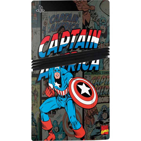 Marvel Classic Comics Captain America Vintage PS5 Pro Disk Console Skin