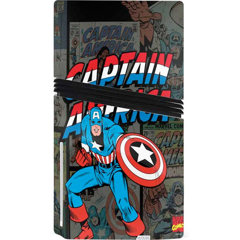 Marvel Classic Comics Captain America Vintage PS5 Pro Disk Console Skin