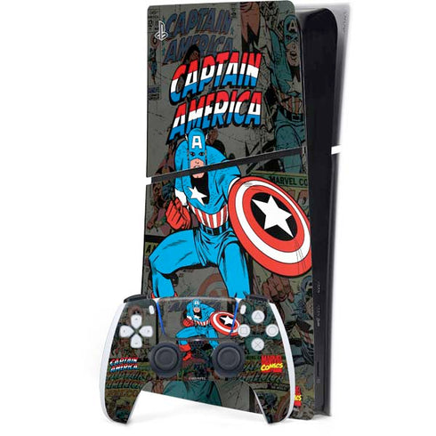 Marvel Classic Comics Captain America Vintage PS5 Slim Digital Edition Bundle Skin