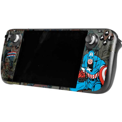 Marvel Classic Comics Captain America Vintage Steam Deck Handheld Gaming Computer OLED Skin