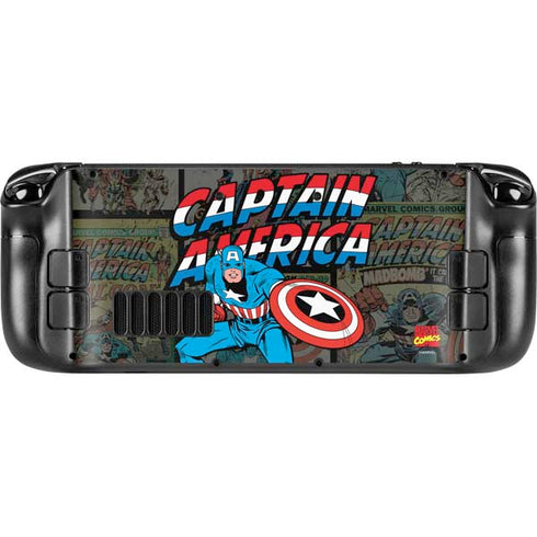 Marvel Classic Comics Captain America Vintage Steam Deck Handheld Gaming Computer Skin