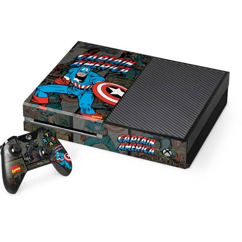 Marvel Classic Comics Captain America Vintage Xbox One Console and Controller Bundle Skin
