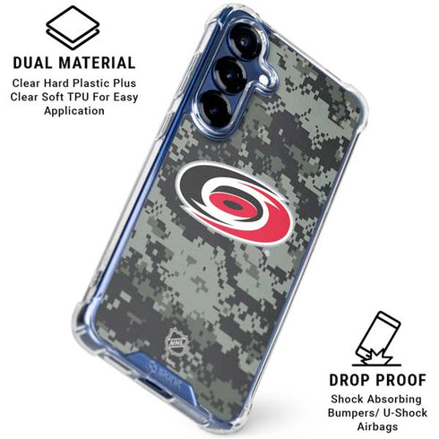 NHL Carolina Hurricanes Camo Galaxy S25 Clear Case