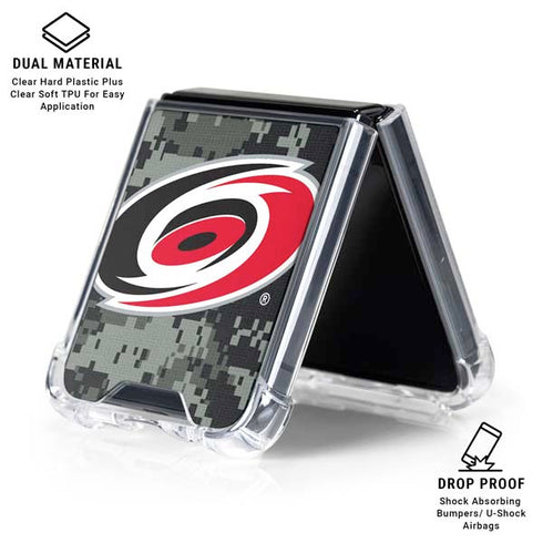 NHL Carolina Hurricanes Camo Galaxy Z Flip6 Clear Case