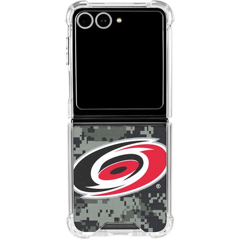 NHL Carolina Hurricanes Camo Galaxy Z Flip7 Clear Case